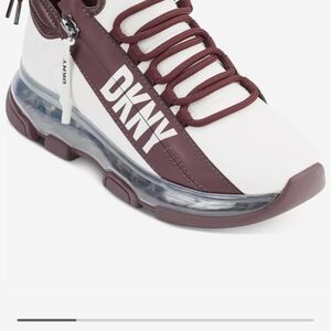 DKNY White and Burgundy Sneakers